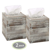 Hossejoy Square Tissue Box Cover with Slide-Out Bottom Panel. Perfect for Bathroom Vanity Countertops, Bedroom Dressers, Night Stands, Desks and Tables(Pack of 2