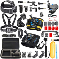 51-in-1 Sport Camera Accessories Kit for GoPro Hero 8 Max 7 6 5 4 3 3+ 2 1 Black GoPro 2018 Session Fusion Silver White Insta360 DJI AKASO APEMAN YI Campark SJCAM XIAOMI (Floating Grip) by MaxCo