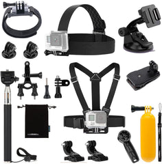 Black Pro Basic Common Outdoor Sports Kit for GoPro Hero 6 /GoPro Fusion/HERO 5/Session5/ 4 / 3+ / 3 / 2 / 1 SJ4000 /5000/ 6000 /AKASO/ APEMAN/ DBPOWER/ And Sony Sports DV and More by MaxCo