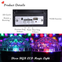 Disco Lights, JELEGANT Dj Light LED Stage Light Party Lights Disco Ball Strobe Light Crystal Magic Ball Lights Sound Activated Strobe Light for Wedding Party KTV Club Pub Show Nightclub Karaoke