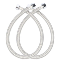 BOSNELL 24-Inch Long Faucet Connector Braided Stainless Steel Water Supply Hose 2 1/2" I.P.Female Straight Thread Faucet Hose Replacement Pack of 2(1 Pair)
