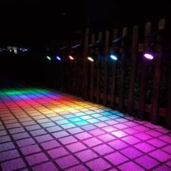 Starsprairie Color Changing Solar Lights Outdoor Spotlight Waterproof 7 LED Adjustable 4th Gen Auto On/Off Outdoor Landscape Light for Yard Pool Garden Garage Driveway Deck 2 Pics by Starsprairie