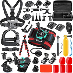 51-in-1 Sport Camera Accessories Kit for GoPro Hero 8 Max 7 6 5 4 3 3+ 2 1 Black GoPro 2018 Session Fusion Silver White Insta360 DJI AKASO APEMAN YI Campark SJCAM XIAOMI (Floating Grip) by MaxCo