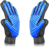 PETINCCN Pet Grooming Glove Gentle Deshedding Brush Bathing Massage Gloves Efficient Pets Hair Remover Mitt Perfect for Dogs & Cats & Horses with Long & Short Fur Enhanced Five Finger Design 1 Pair