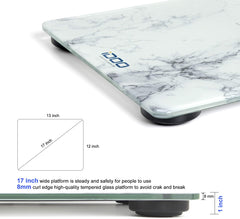 High Precision Digital Bathroom Weight Scale 440 Pound Capacity, Ultra Wide Heavy-Duty Platform with Elegant Marble Design by iDOO