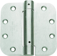 Global Door Controls 4 in. x 4 in. Satin Nickel Steel Spring Hinge with 5/8 in. Radius - Set of 3