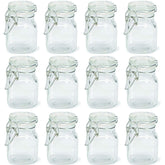 Charmed 3 oz Airtight Square Spice glass Jar with Leak Proof Rubber Gasket and Hinged Lid for Home (24)