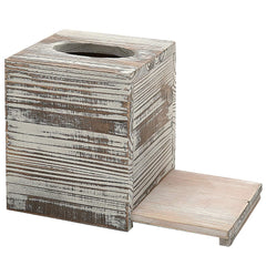 Hossejoy Square Tissue Box Cover with Slide-Out Bottom Panel. Perfect for Bathroom Vanity Countertops, Bedroom Dressers, Night Stands, Desks and Tables(Pack of 2