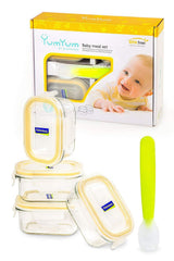 Glasslock 6pcs Set Yum Yum Eco Friendly Airtight Spill Proof Baby Meal Food Storage Container Square 210ml