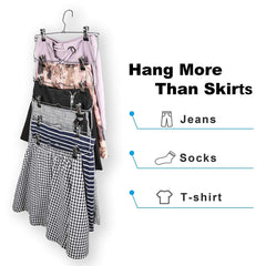 6-Tier Skirt Hangers,Space Saving Pants Hangers Sturdy Multi-Purpose Stainless Steel Pants Jeans Slack Skirt Hangers with Clips Non-Slip Closet Storage Organizer(3pack