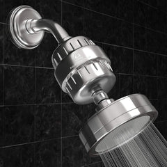 Luxury Filtered Shower Head (Metal) 2 Cartridges Vitamin C + 5 Shower Caps - Reduses Chlorine & Sediments - Consistent Water Pressure - Massage and SPA Effery Shower Head