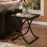 Southern Enterprises Vogue Side End Table, Black with Copper Distressed Finish