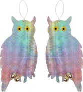 Tapix Owl Bird Repellent Reflective Holographic Bird Deterrent Hanging Device Effectively Keep Birds Away 2 Pack Owl to Scare Away Birds 15.3 x 8.2 inch, Best Bird Scare Device
