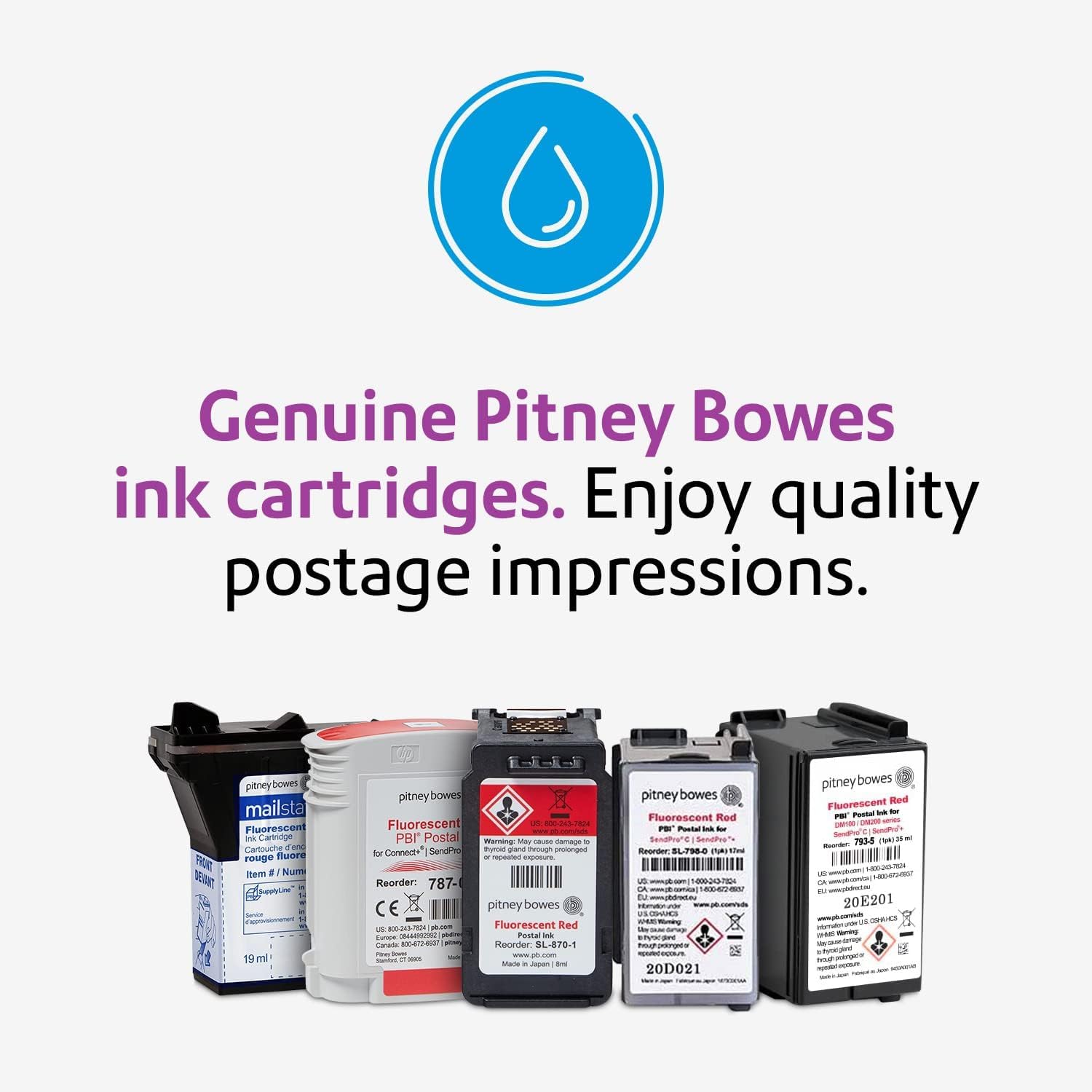 Pitney Bowes SL-798-0 Ink Cartridge for SendPro C and SendPro+, Red Ink, 17 ml