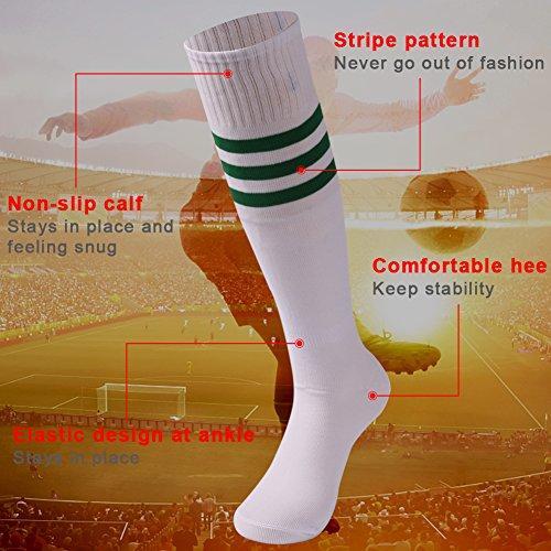 saounisi Unisex Tube Socks Stripe,2 Pairs Knee High Football Soccer Volleyball Baseball Cheerleading Team Socks