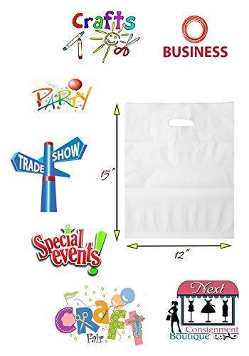 100 Extra Durable 2.5mil 12x15 Clear Merchandise bags Die Cut Handle-Semi-Glossy finish-Anti-Stretch. For Retail store plastic bags, Party favors, Handouts and more by Best Choice (Clear)