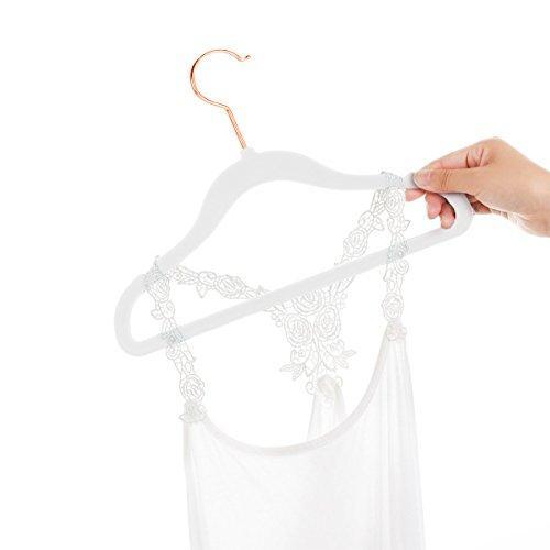 MIZGI Premium Kids Velvet Hangers (Pack of 50) with Copper/Rose Gold Hooks,Space Saving Ultra Thin,Non Slip Hangers use for Children's Skirt Dress Pants,Clothes Hangers by (Pink)