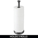 mDesign Decorative Metal Free-Standing Toilet Paper Holder Stand with Storage for 3 Rolls of Toilet Tissue - for Bathroom/Powder Room - Holds Mega Rolls - Satin