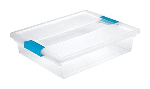 STERILITE 19638606 Large Clip Box, Clear with Blue Aquarium Latches 2 pieces (Large)