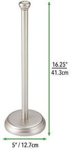 Load image into Gallery viewer, mDesign Decorative Metal Free-Standing Toilet Paper Holder Stand with Storage for 3 Rolls of Toilet Tissue - for Bathroom/Powder Room - Holds Mega Rolls - Satin
