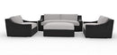 Toja Bretton Outdoor Patio Sofa Set (4 pcs) | Wicker Rattan Body with Sunbrella Cushions (Cast Silver)