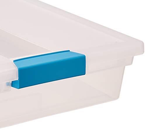 STERILITE 19638606 Large Clip Box, Clear with Blue Aquarium Latches 2 pieces (Large)