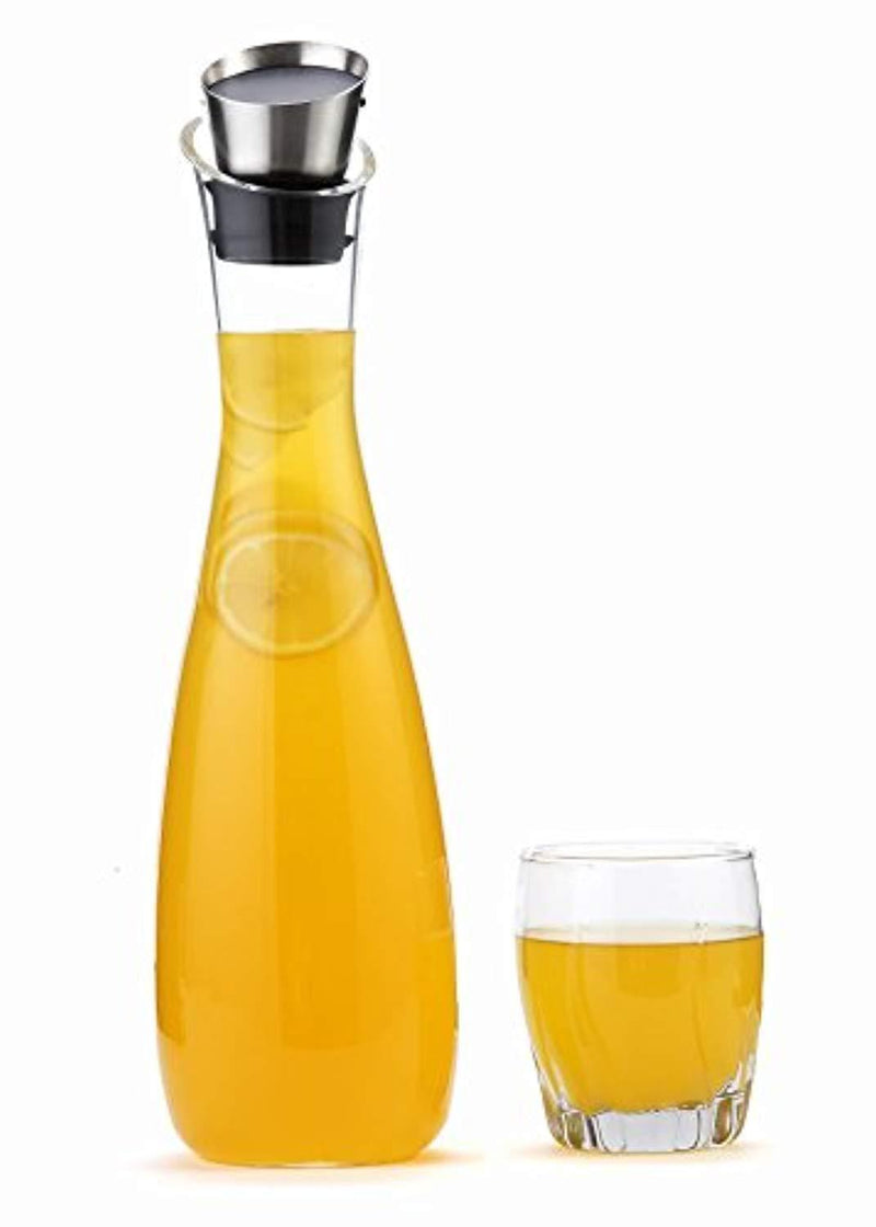 AVACRAFT Glass Carafe with Drip-Free Stainless Steel Lid, 3mm Thick, Perfect for Hot and Cold Water Pitcher, Tea Coffee Maker, Ice Tea Carafe, Hand Crafted, Wine Decanter, Juice Jar, 40 Ounce