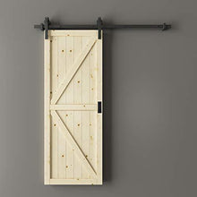 Load image into Gallery viewer, Homlux 6ft Heavy Duty Sturdy Sliding Barn Door Hardware Kit Single Door - Smoothly and Quietly - Simple and Easy to Install - Fit 1 3/8-1 3/4&quot; Thickness Door Panel(Black)(J Shape Hangers)
