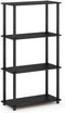 Furinno (99557BK/GY) Turn-N-Tube 4-Tier Multipurpose Shelf Display Rack - Black/Grey