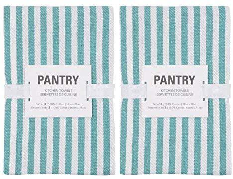 KAF Home Mixed Flat & Terry Kitchen Towels | Set of 6 18 x 28 Inches | 4 Flat Weave Towels for Cooking and Drying Dishes and 2 Terry Towels, for House Cleaning and Tackling Messes and Spills (Teal)