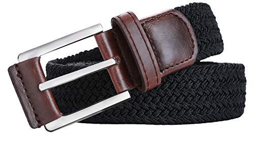 Belt for Men,Woven Stretch Braided Belt 2 Unit Gift-boxed Golf Casual Belts,Width 1 3/8"