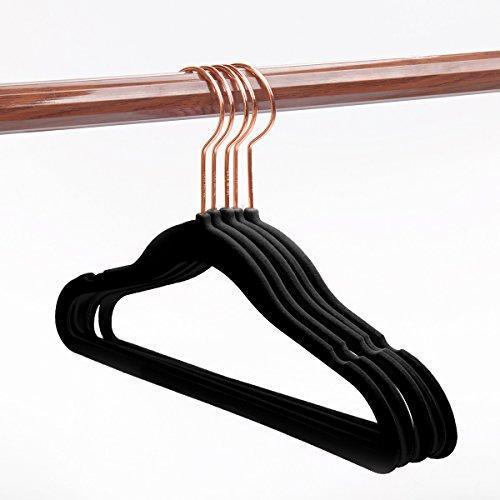 MIZGI Premium Kids Velvet Hangers (Pack of 50) with Copper/Rose Gold Hooks,Space Saving Ultra Thin,Non Slip Hangers use for Children's Skirt Dress Pants,Clothes Hangers by (Pink)