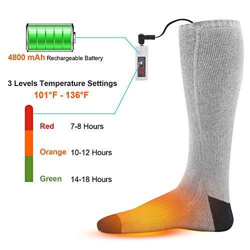 XBUTY Heated Socks for Women Men, Rechargeable Electric Socks Battery Heated Socks, Cold Weather Thermal Socks Sports Outdoor Camping Hiking Warm Winter Socks