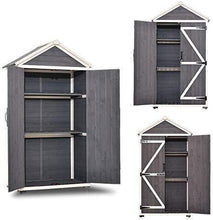 Load image into Gallery viewer, MCombo Outdoor Storage Cabinet Tool Sheds Backyard Garden Storage Shed Utility Wooden Organizer with Lockable Double Doors 1000 (Grey)
