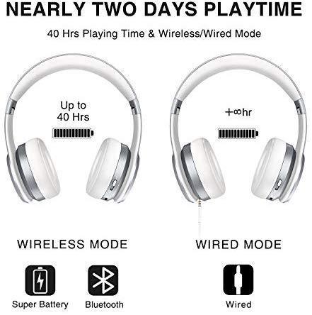 Picun P26 Bluetooth Headphones Over Ear 40H Playtime Hi-Fi Stereo Wireless Headphones Girl Deep Bass Foldable Wired/Wireless/TF for Phone/TV Bluetooth 5.0 Wireless Earphones with Mic Women (Rose Gold)