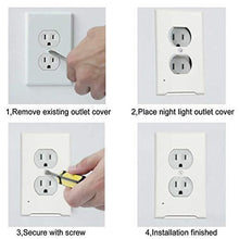 Load image into Gallery viewer, 4Pack LED Night Light Outlet Cover Plate-No Wires Or Batteries,Light Sensor Auto-On LED Guidelight,Install In a Snap,Outlet Wall Plate With 0.3W High Brightness Night Light (White,Duplex)
