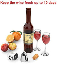 Load image into Gallery viewer, OHMAXHO Wine Stoppers, 4 Pack Stainless Steel Wine Saver, Reusable Wine Bottle Preserver with Silicone Plug, Keeps Your Wine Fresh Simply and Effectively
