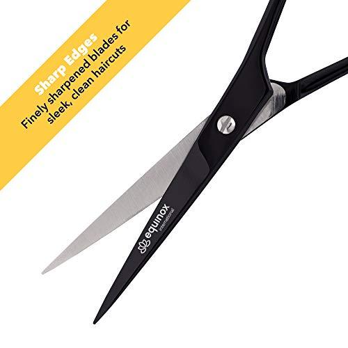 Equinox Professional Shears with Finger Rest and Finger Inserts - Ice Tempered Barber Hair Cutting Scissors - 6.5 Inches - Stainless Steel Rust Resistant Hair Scissors