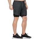 EVERWORTH Men's 2-in-1 Bodybuilding Workout Shorts Lightweight Gym Training Short Running Athletic Jogger with Zipper Pockets