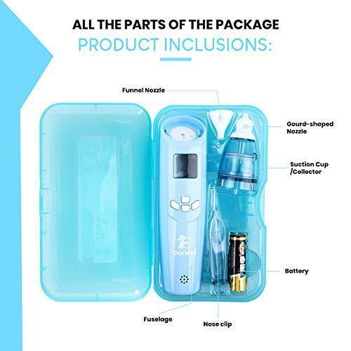 Electric Baby Nasal Aspirator – Battery Operated Nose Cleaner and Snot Sucker – Adjustable Settings and Reusable Tips with LCD Screen by Watolt