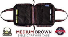 Load image into Gallery viewer, Bible Covers for Women &amp; Girls | Bible Carrying Case | Small-Medium Bible Cover with Handles | Soft Carrying Case Fabric | Multiple Colors Available | with Pen Holders | 100% Cotton Material (Purple)
