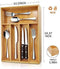 24-Piece Silverware Teivio Set, Flatware Set Mirror Polished, Dishwasher Safe Service for 4, Include Knife/Fork/Spoon with Bamboo 5-Compartment Silverware Drawer Organizer Box