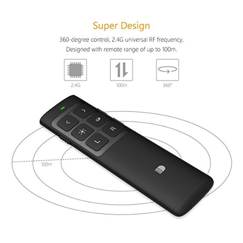 Wireless Presenter PPT Clicker with Mouse Mode ,Rechargeable Presentation Remote, 2.4GHz Powerpoint PPT Pointer Presentation Remote Control - Upgrade Version