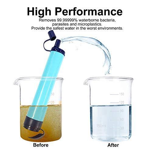 Membrane Solutions Straw Water Filter Survival Filtration Portable Gear Emergency Preparedness Supply for Drinking Hiking Camping Travel Hunting Fishing Team Family Outing