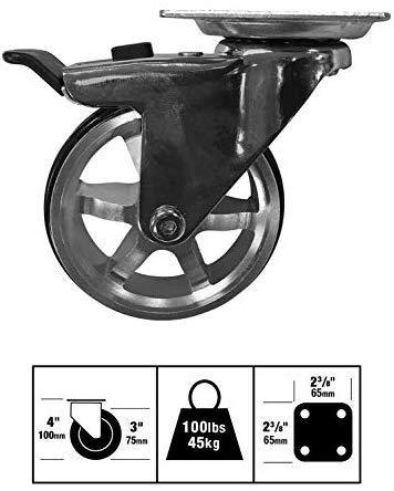 Headbourne 8295E Designer Casters 3 inch Machined Aluminum Mag Designer Caster, 4 Pack