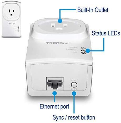 TRENDnet Powerline 1300 AV2 Adapter, IEEE 1905.1 & IEEE 1901, Gigabit Port, Range Up to 300m (984 ft.), TPL-422E