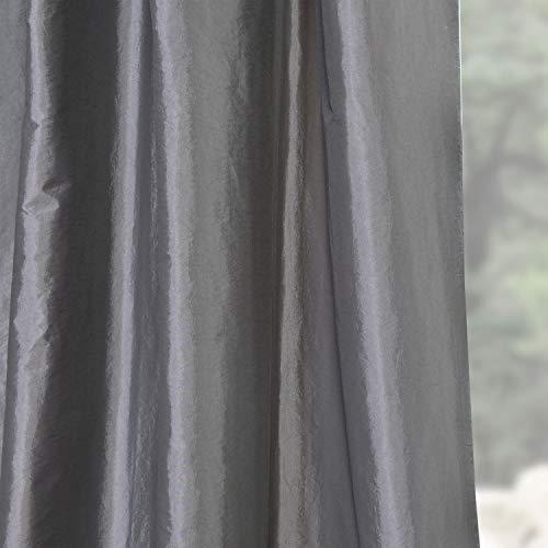 Half Price Drapes PTCH-112-108-RU Ruched Faux Silk Taffeta Curtain, Platinum