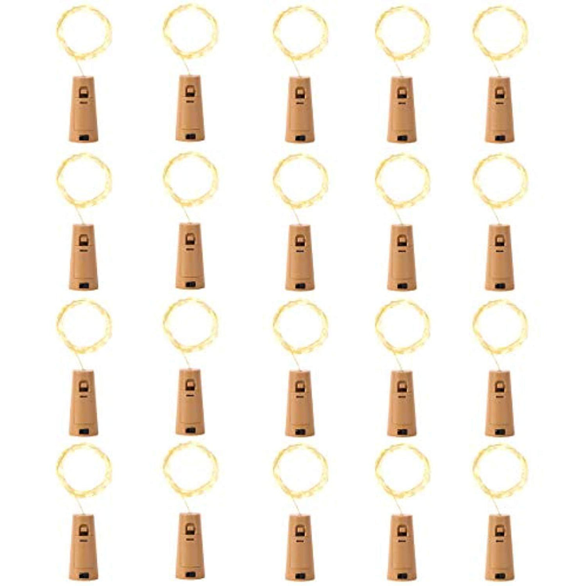 LEDIKON 20 Pack 20 Led Wine Bottle Lights with Cork,3.3Ft Silver Wire Warm White Cork Lights Battery Operated Fairy Mini String Lights for Wedding Party Wine Liquor Bottles Crafts Christmas Decor
