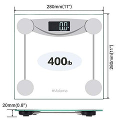 Malama Precision Digital Body Weight Bathroom Scale with Step-On Technology, LCD Backlit Display, 400 lbs Capacity and Accurate Weight Measurements, Silver