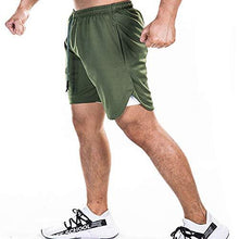 Load image into Gallery viewer, EVERWORTH Men&#39;s 2-in-1 Bodybuilding Workout Shorts Lightweight Gym Training Short Running Athletic Jogger with Zipper Pockets
